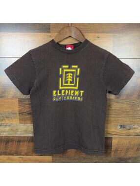 Element Skateboards Youth T Shirt Small Brown Logo Graphic Skate Tee Y2K